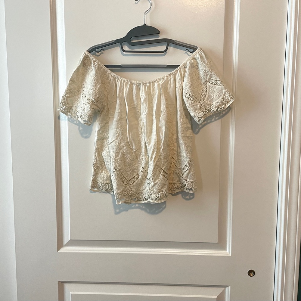 Prairie Cream Off the Shoulder American Eagle Lace Blouse